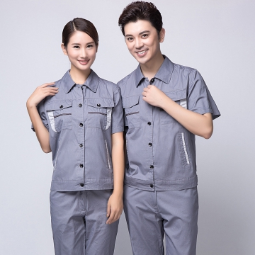 清灰拼银灰全棉工作服AD06-2