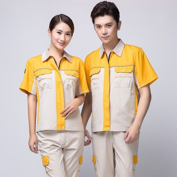  米色拼黄夏季工作服AD08-1
