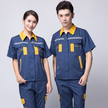 蟹青拼黄色工作服AD09-2 