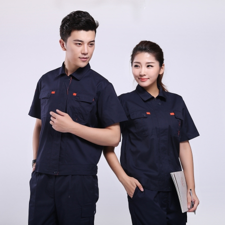深蓝配桔红工衣夏装AD069-XJ